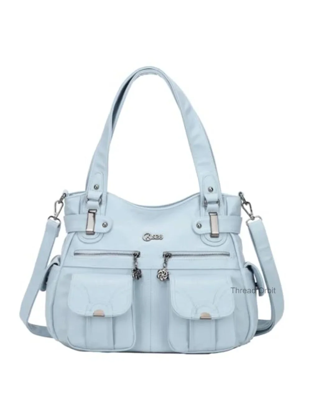 Large Hobo Tote PU Leather Multi-Pocket Shoulder Bag Water Resistant